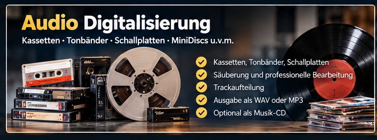 Professionelle Audio-Digitalisierung von Kassette, Tonband und Schallplatte