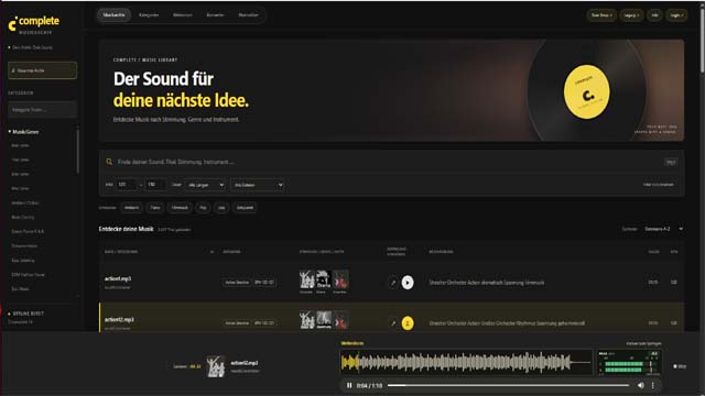 Complete Musikarchiv für Filmvertonung und Videoproduktion