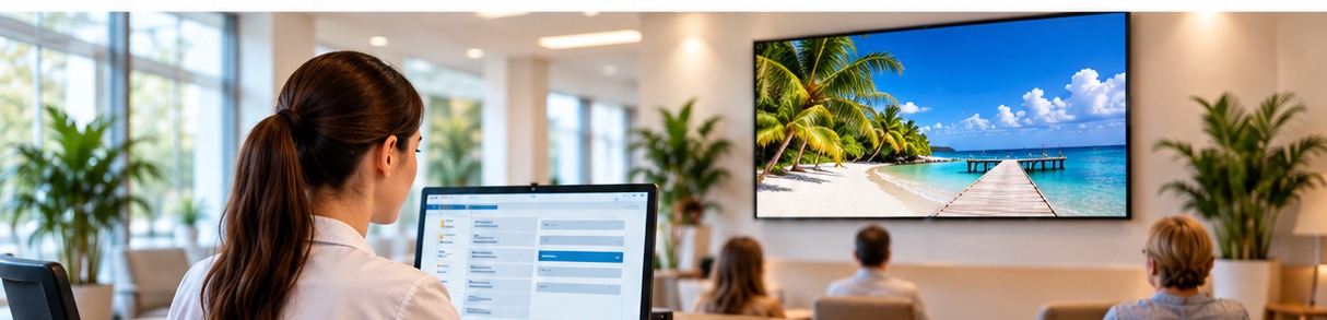 Reception controls the Video Player for a waiting room screen