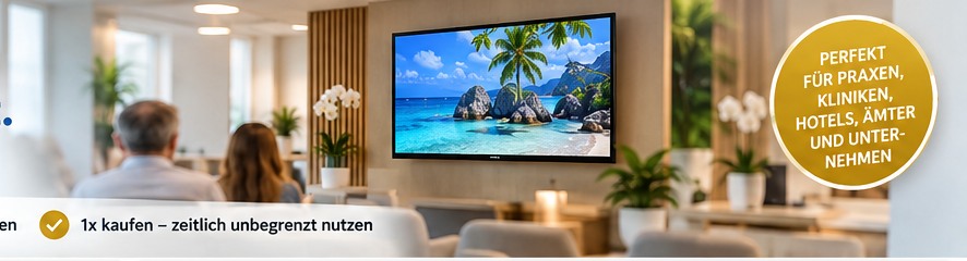 Modernes Wartezimmer mit Bildschirm für Wartezimmer TV
